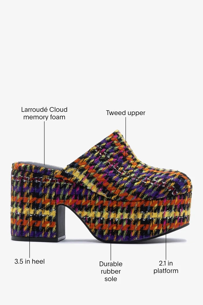 Miso Platform Clog Multicolor Printed Tweed Clog Larroudé