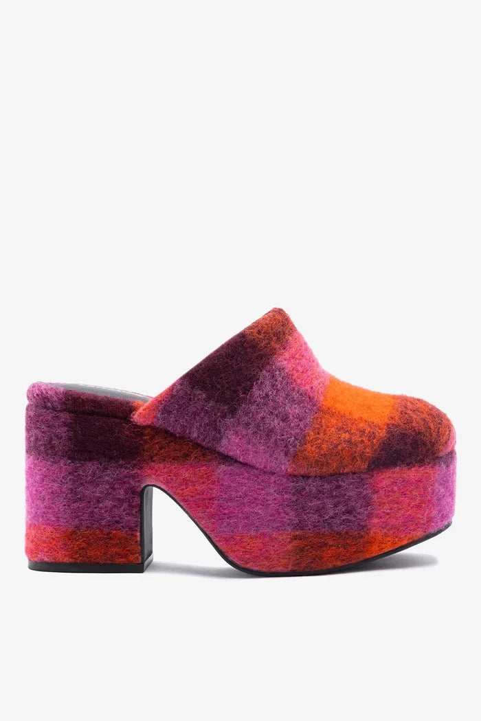 Miso Platform Clog Plum Printed Felt Clog Larroudé 5 Plum