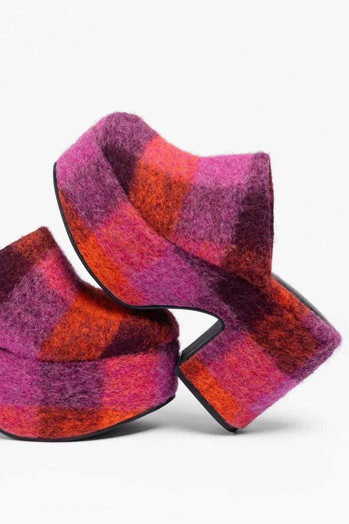 Miso Platform Clog Plum Printed Felt Clog Larroudé