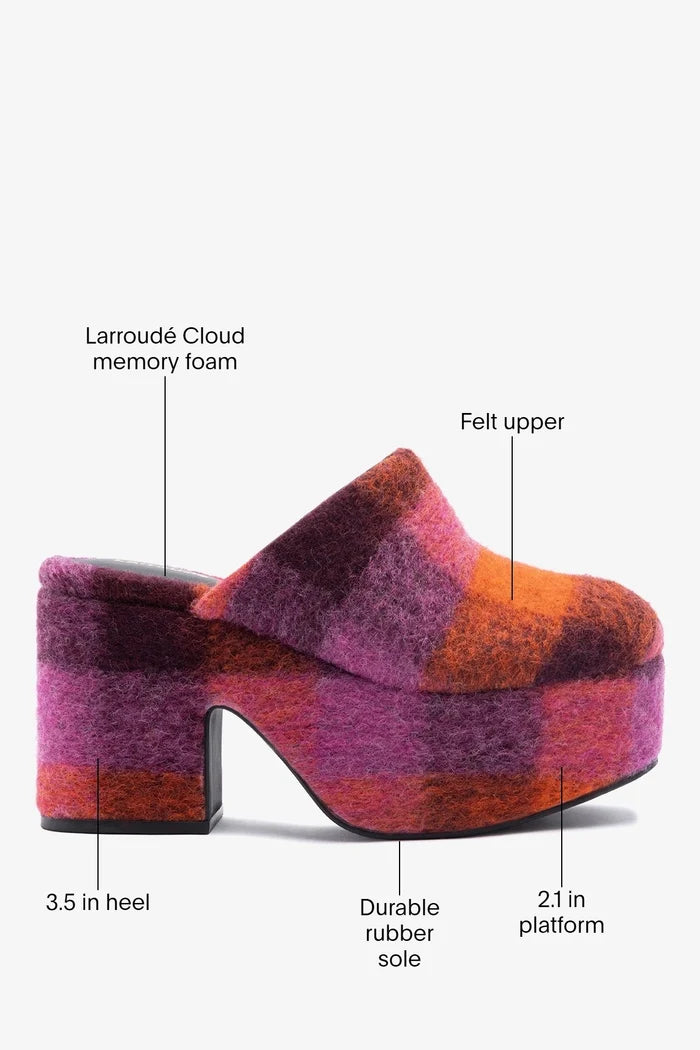 Miso Platform Clog Plum Printed Felt Clog Larroudé