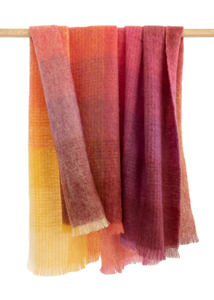 Mohair Throw | Pink Yellow Purple Multi Mix