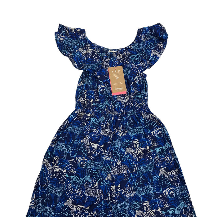 Monsoon 5-6 years blue zebra jumpsuit