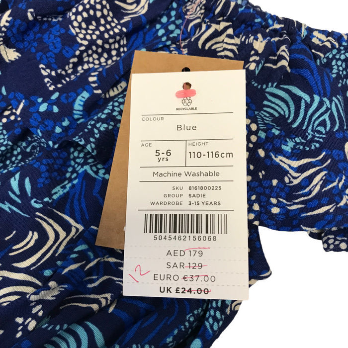Monsoon 5-6 years blue zebra jumpsuit