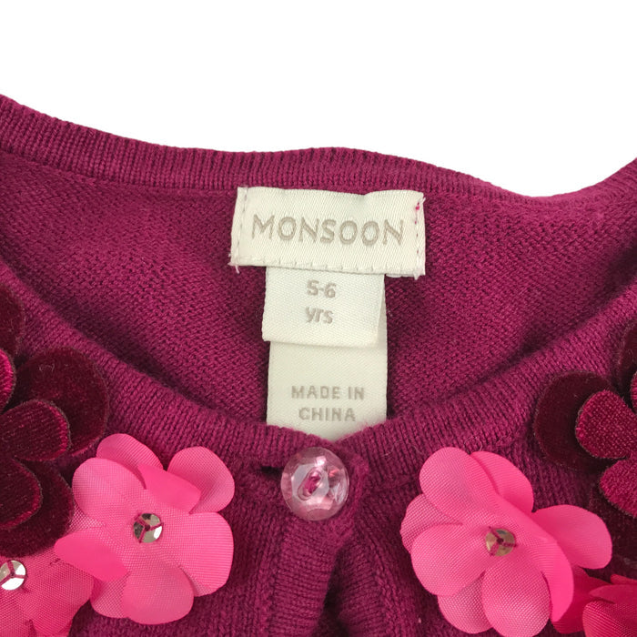 Monsoon 5-6 years fuchsia pink with floral cardigan