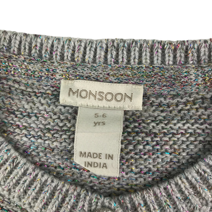 Monsoon 5-6 years grey bolero sequin bowtie cardigan