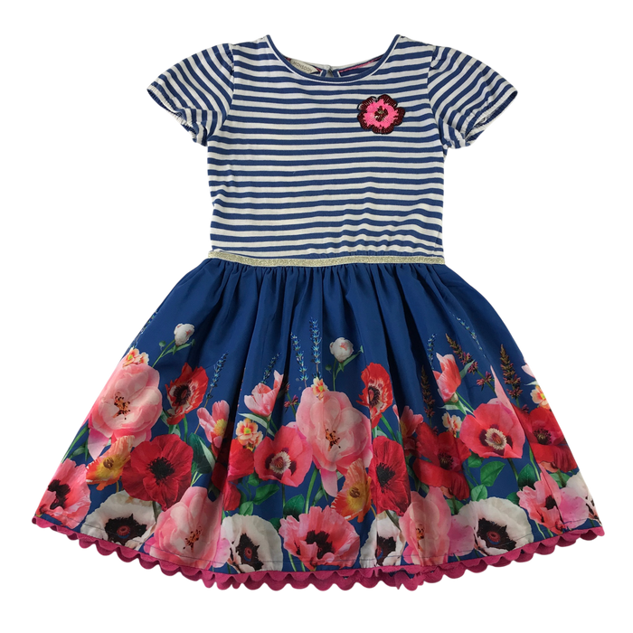 Monsoon 7-8 years blue stripy top and flowers dress