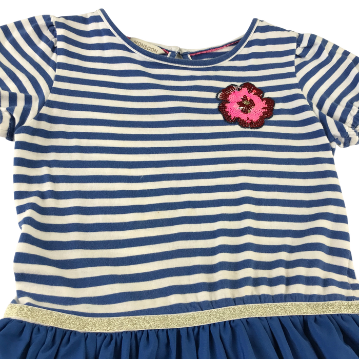 Monsoon 7-8 years blue stripy top and flowers dress