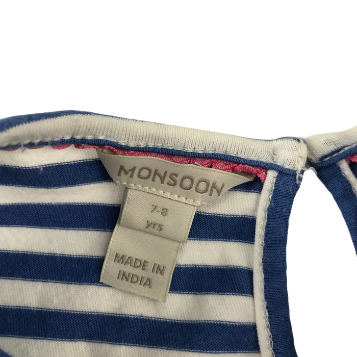 Monsoon 7-8 years blue stripy top and flowers dress