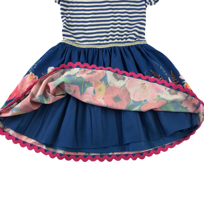 Monsoon 7-8 years blue stripy top and flowers dress