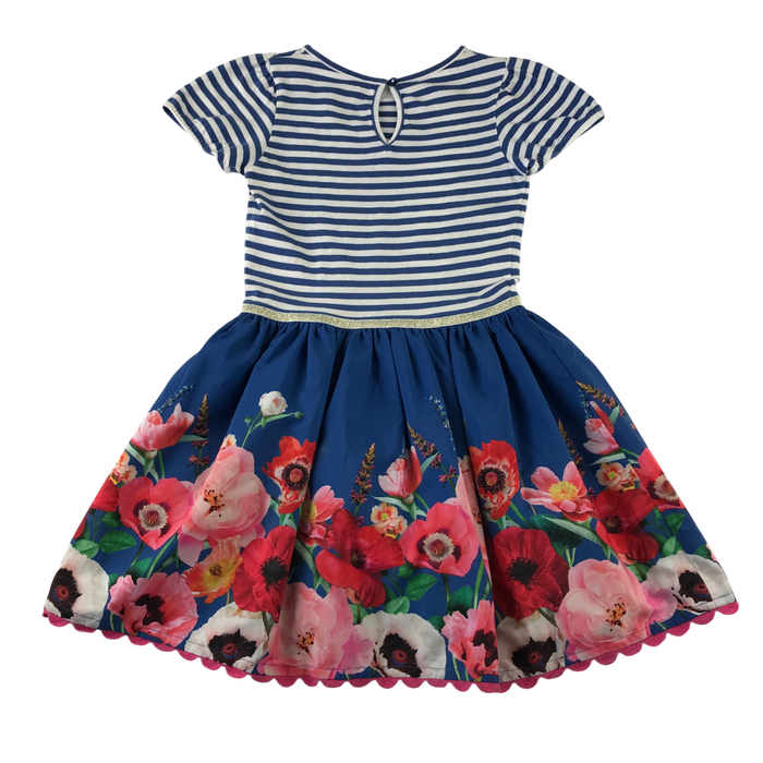 Monsoon 7-8 years blue stripy top and flowers dress
