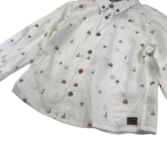 Monsoon 7 years white holiday printed shirt