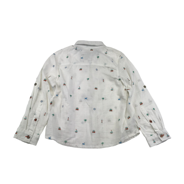 Monsoon 7 years white holiday printed shirt