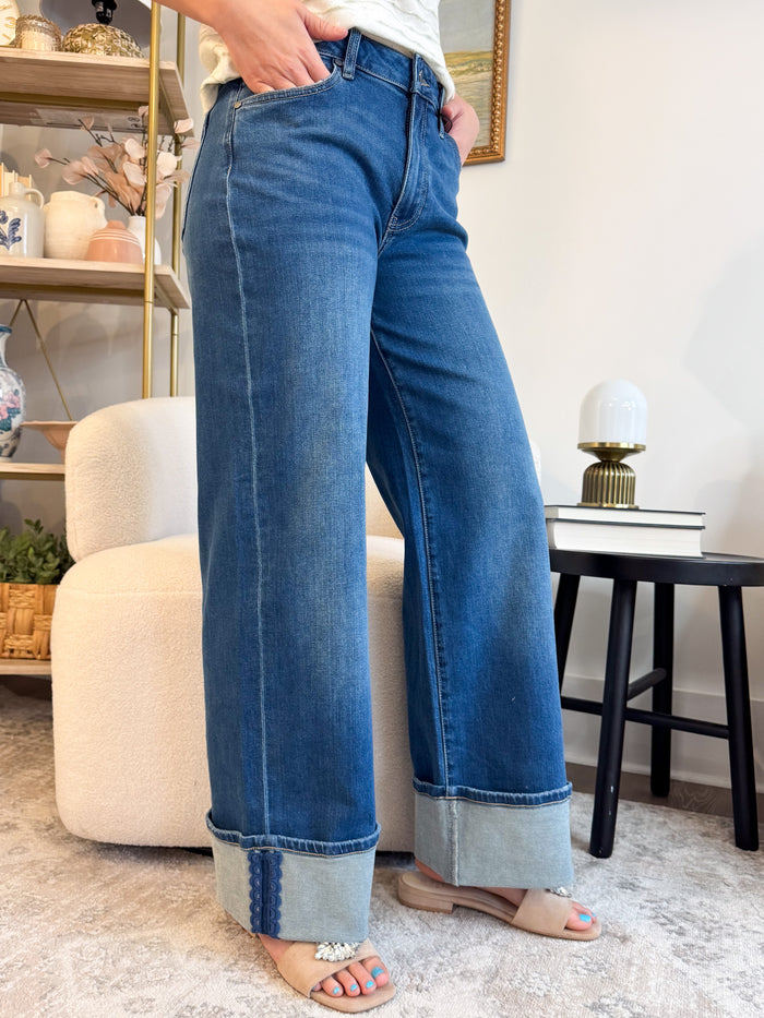 Liverpool Morgan Wide Leg Cuffed Denim – women's denim