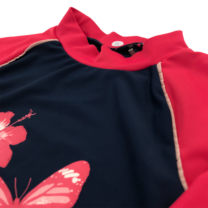 Mountain Warehouse 5-6 years navy pink butterfly swim top