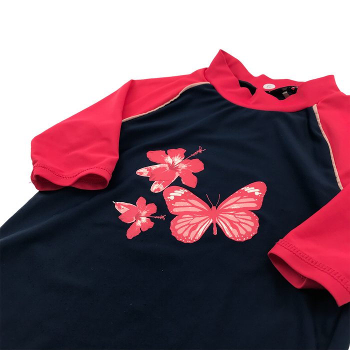 Mountain Warehouse 5-6 years navy pink butterfly swim top