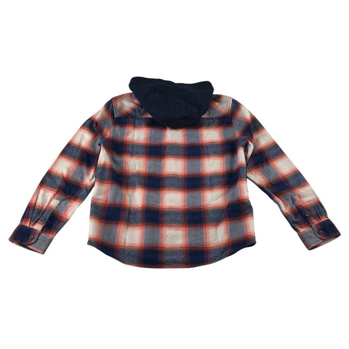 M&S 11-12 years blue orange tartan flannel shirt cotton