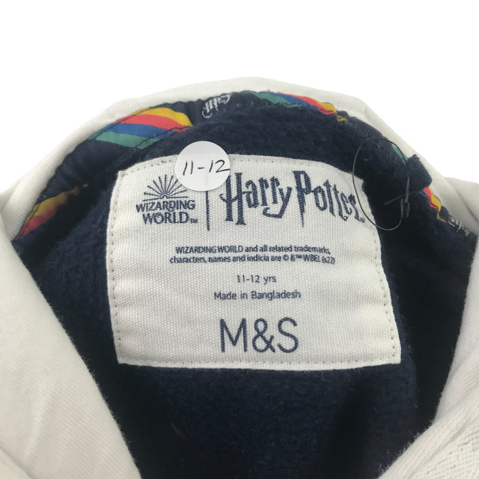 M&S 11-12 years white and navy cropped harry potter quidditch hoodie