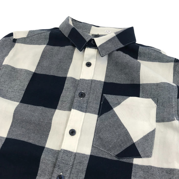 M&S 12 years navy checked shirt
