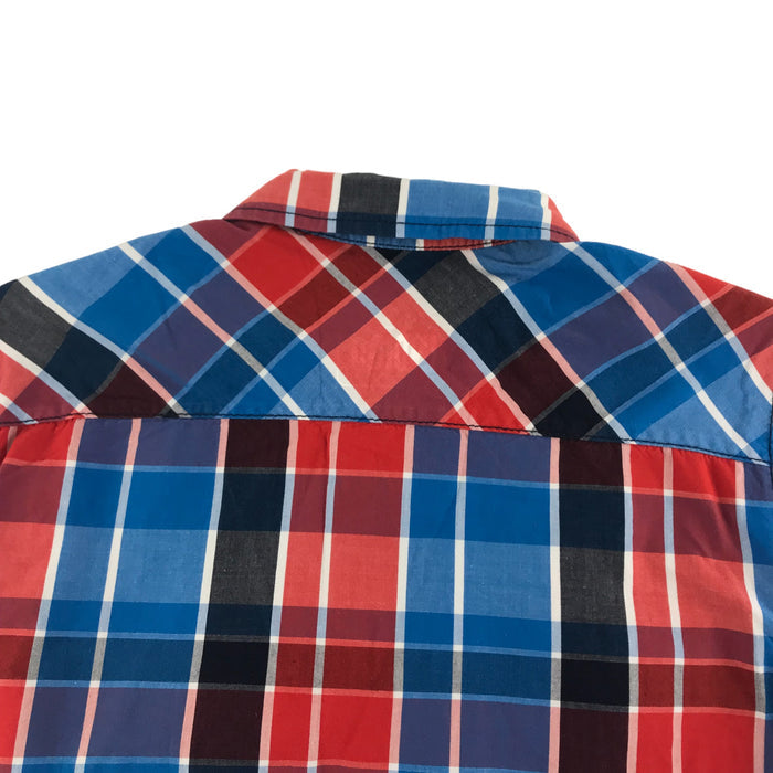 M&S 12 years red blue checked buttoned shirt