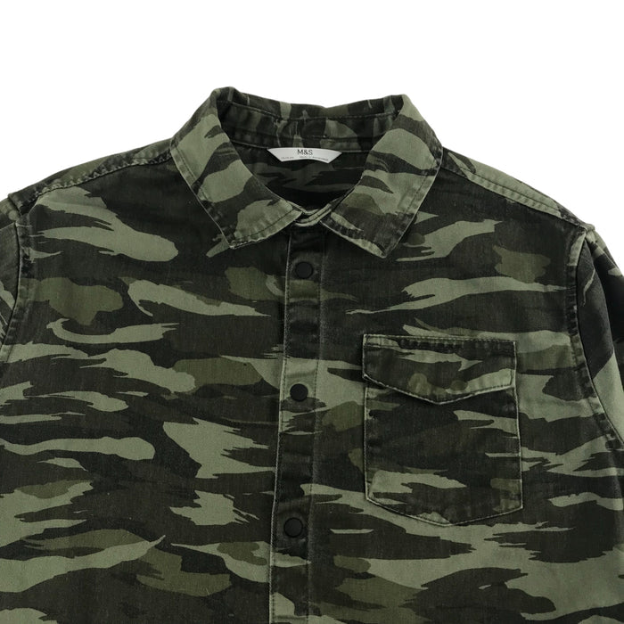 M&S 13 years khaki green camouflague print buttoned shirt