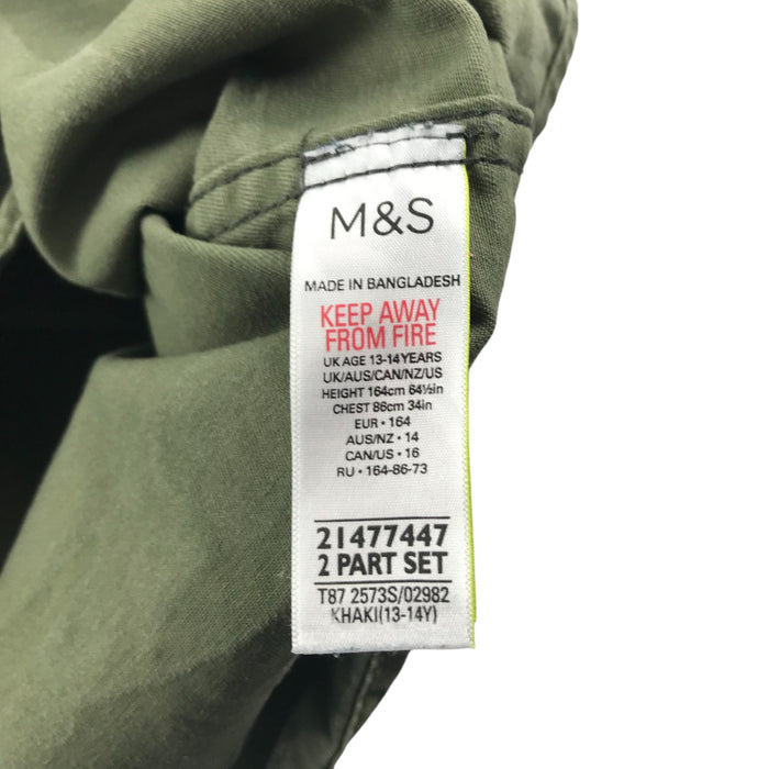 M&S 13 years khaki green camouflague print buttoned shirt