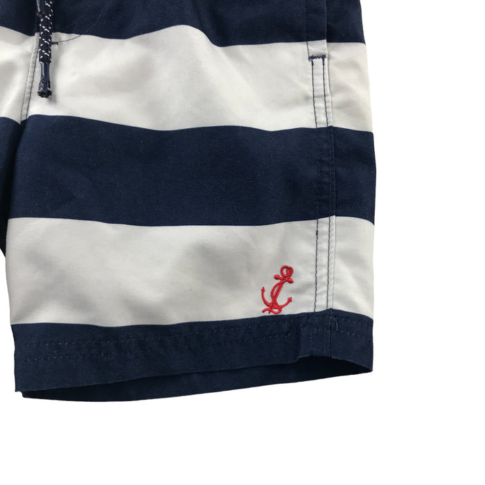 M&S 4-5 years navy blue white striped swim trunks