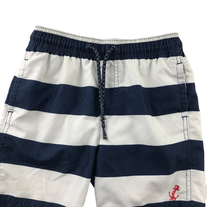 M&S 4-5 years navy blue white striped swim trunks