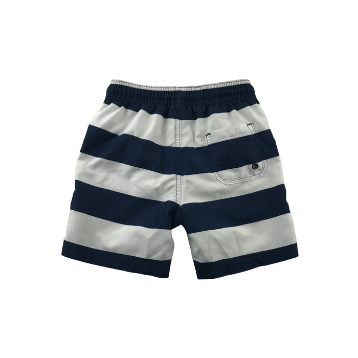 M&S 4-5 years navy blue white striped swim trunks