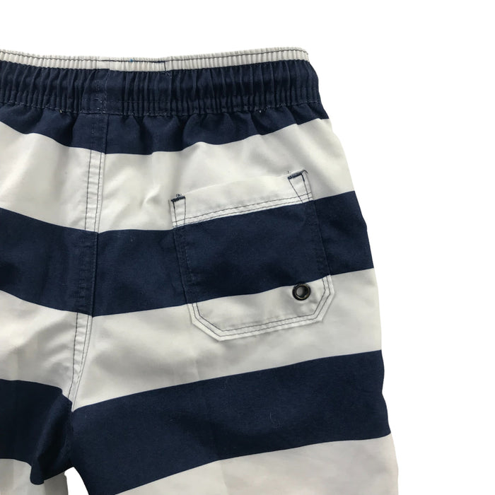 M&S 4-5 years navy blue white striped swim trunks