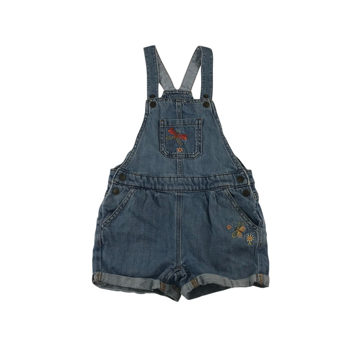 M&S 5-6 years blue denim sequin dragonfly dungaree shorts