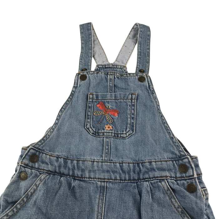 M&S 5-6 years blue denim sequin dragonfly dungaree shorts
