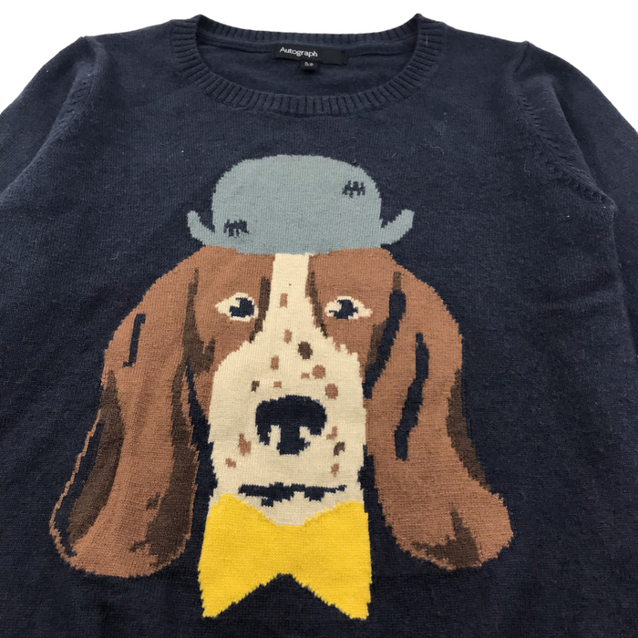 M&S 5 years navy blue dog knit jumper