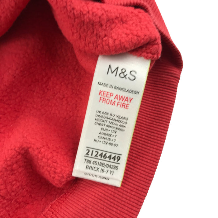M&S 6-7 years red star print sweater