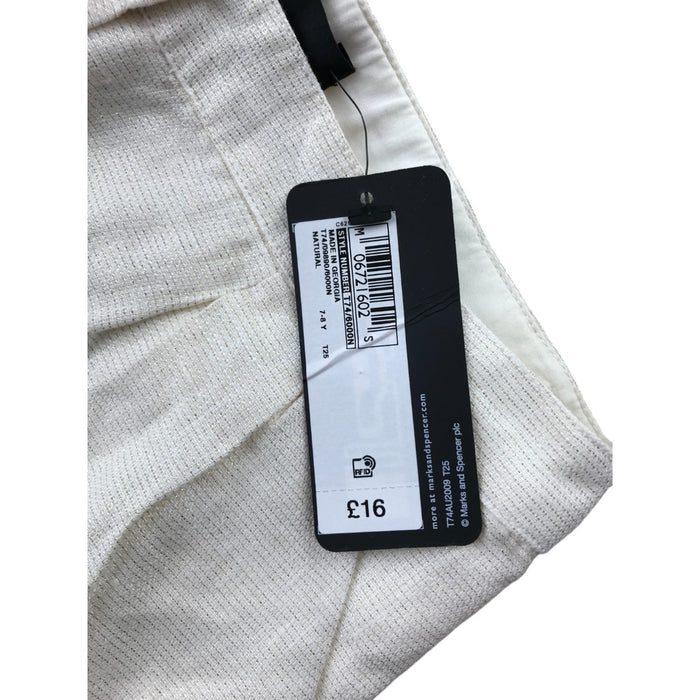 M&S 7-8 years cream white golden sparkly shorts