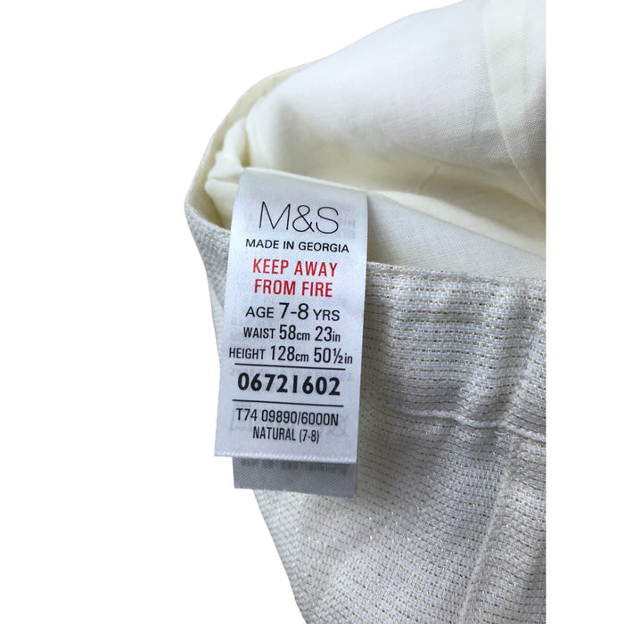 M&S 7-8 years cream white golden sparkly shorts