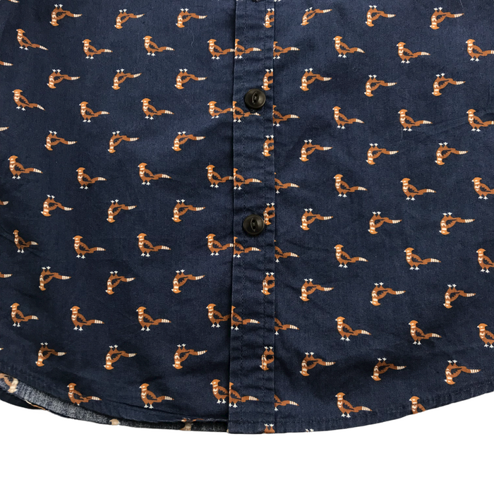 M&S 7 years navy blue pheasant pattern long sleeve shirt