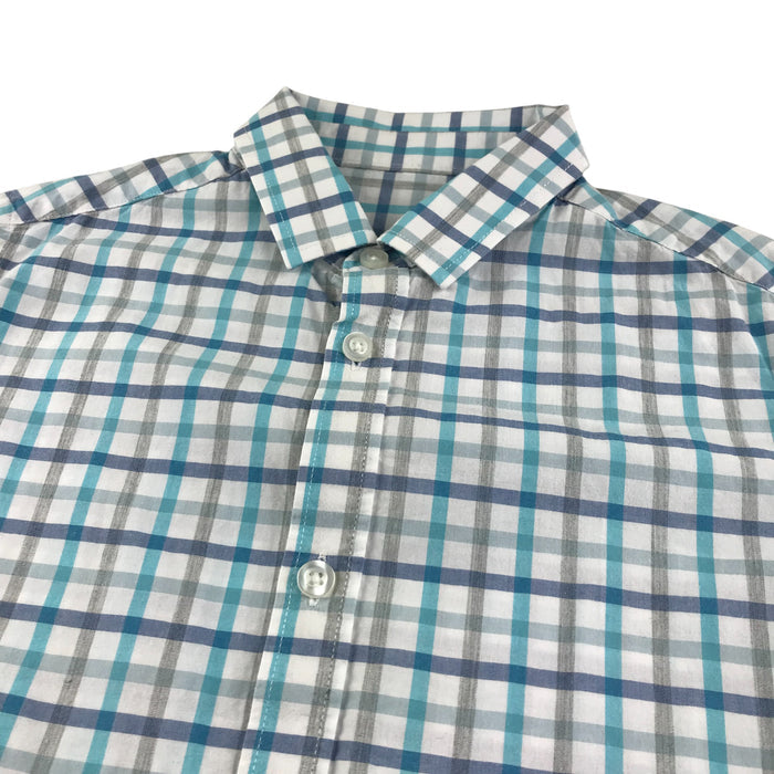M&S 9-10 years blue and white checked cotton shirt