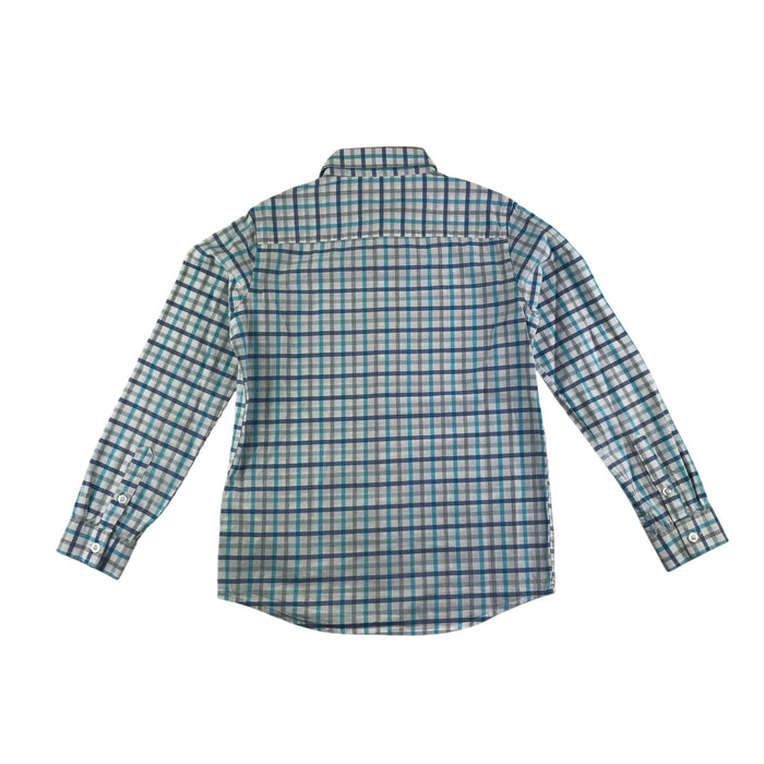 M&S 9-10 years blue and white checked cotton shirt