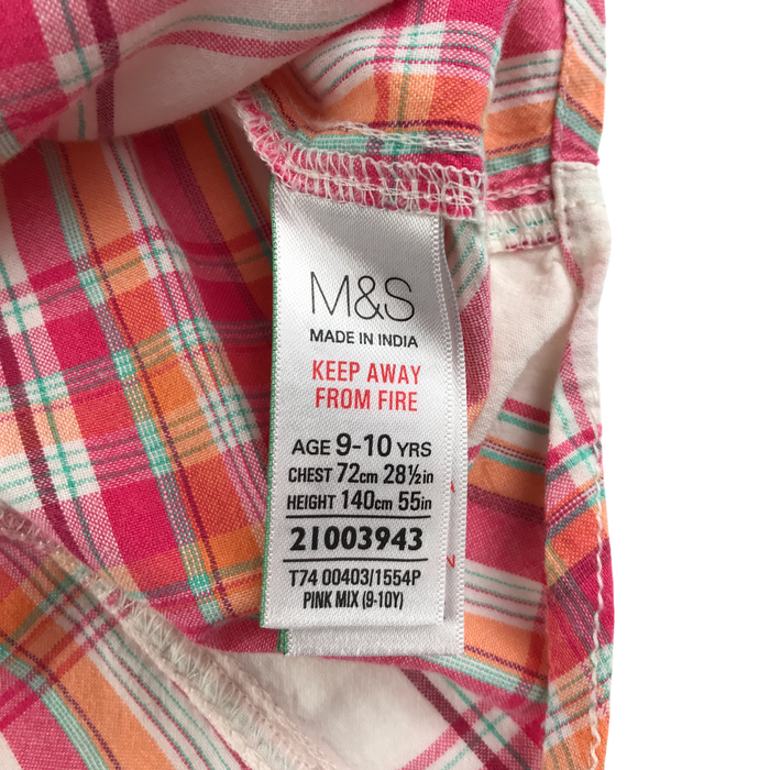 M&S 9-10 years multicolour checked cotton shirt