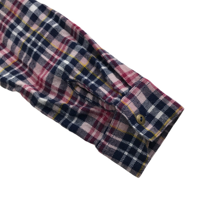 M&S 9-10 years pink multicolour sequin checked buttoned cotton shirt