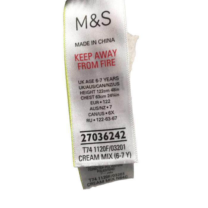 M&S Fleece Age 6 Light Cream White Purple Butterfly Print Pattern