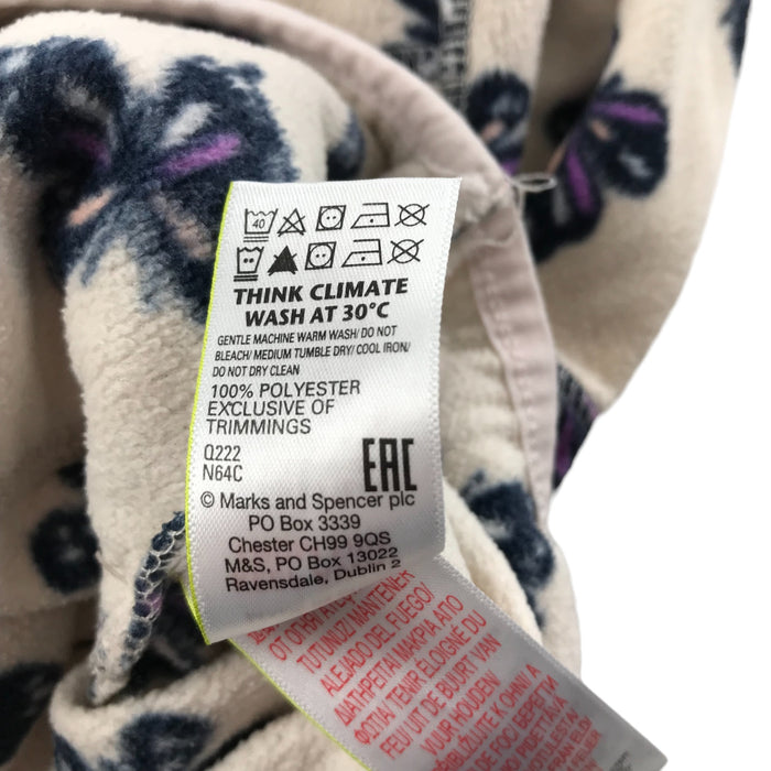 M&S Fleece Age 6 Light Cream White Purple Butterfly Print Pattern