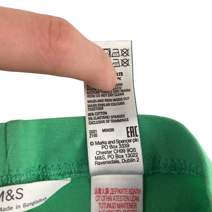 M&S leggings 5-6 years green with rabbit face on knees
