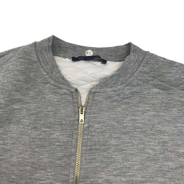 M&S women's 12 grey zipped quilted bomber style sweater