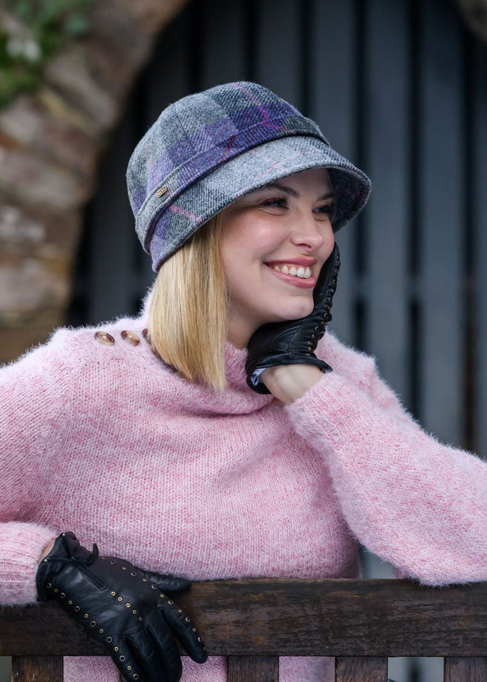 Mucros Flapper Hat | Purple Check