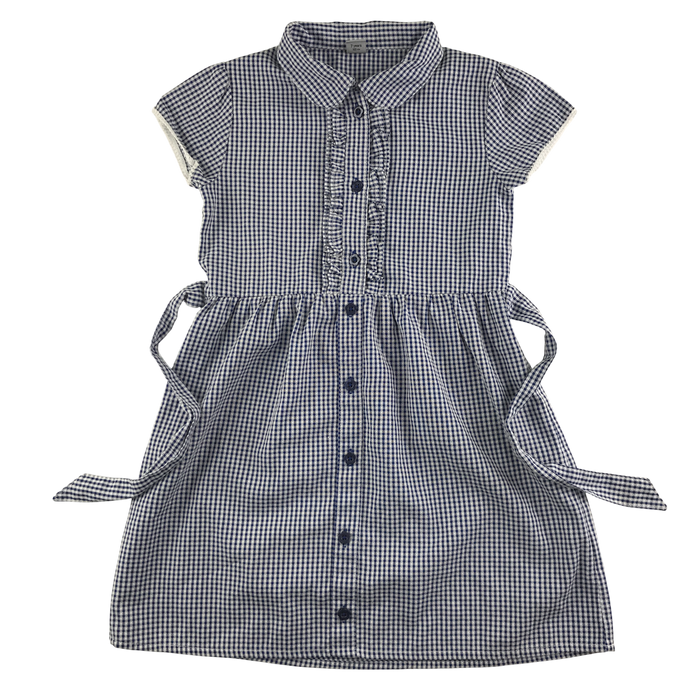 Navy gingham with belt girls school summer dress