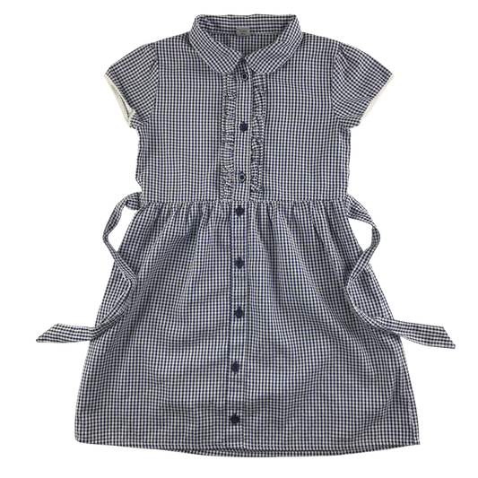 Navy gingham with belt girls school summer dress