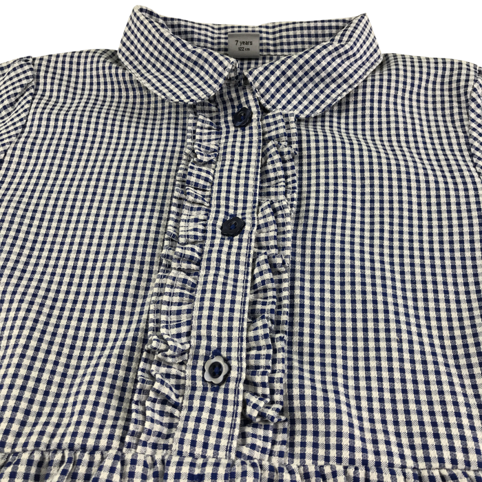 Navy gingham with belt girls school summer dress