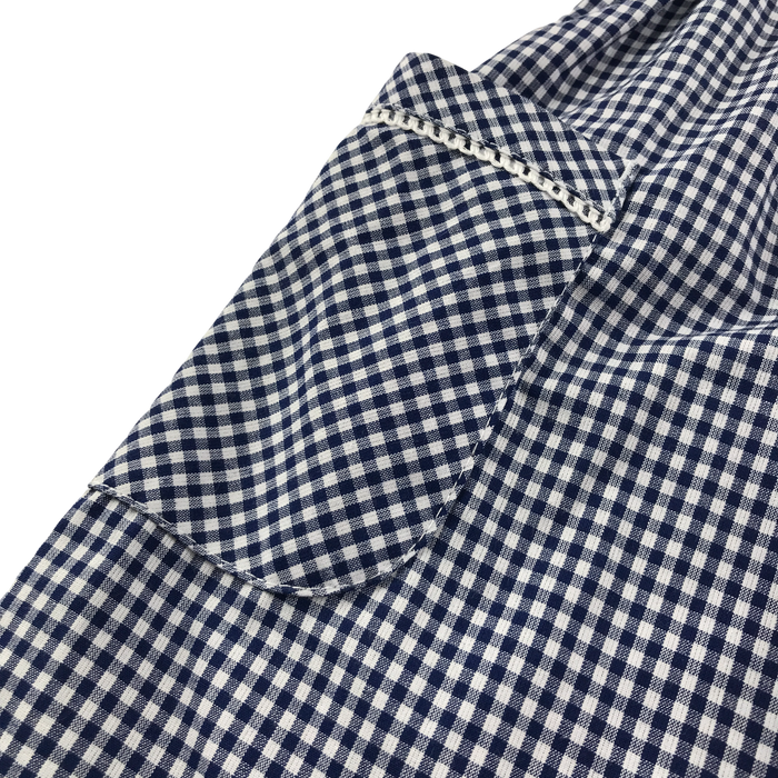 Navy gingham with buttons girls school summer dress