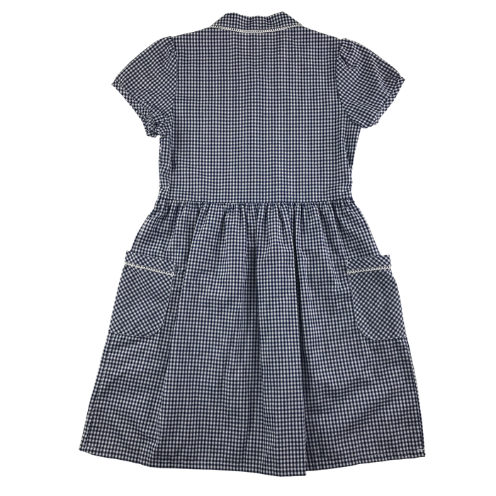 Navy gingham with buttons girls school summer dress